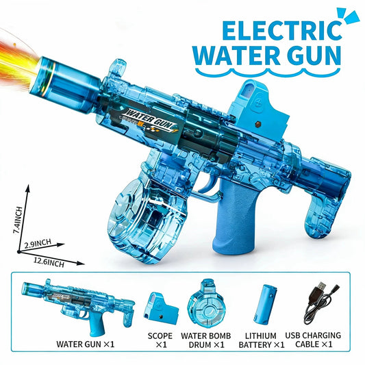 Pistola de Agua Eléctrica con Simulación de Disparo y Retroceso, Juguete para Niños con Sensor Automático y Luces, Pist…