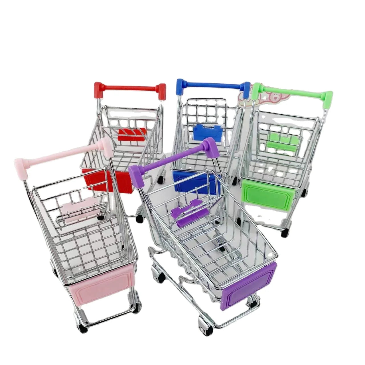 MU Hot Selling Slatted Crate  Trolley Simulation Mini Shopping Cart Supermarket Toy Car Play Home Metal Model Decoration