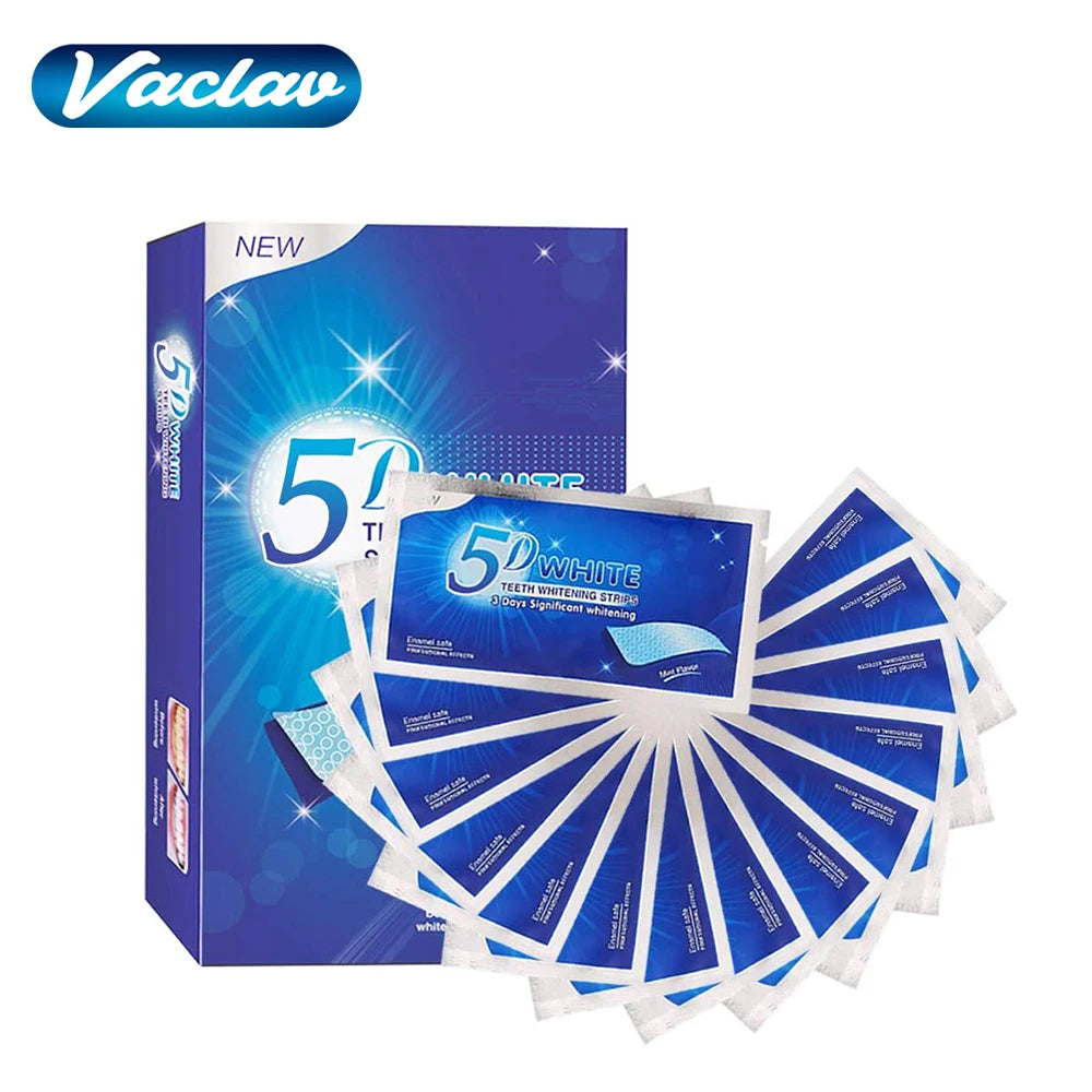 Tiras Blanqueadoras de Dientes 5D, Gel Blanqueador, Tiras Blanqueadoras, Eliminan las Manchas de Café y Cigarrillos, Ki…