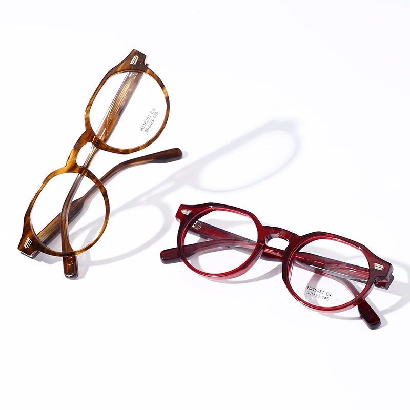 Premium Luxury Vintage Acetate Round Glasses Optical Eyeglasses Frame Eyewear