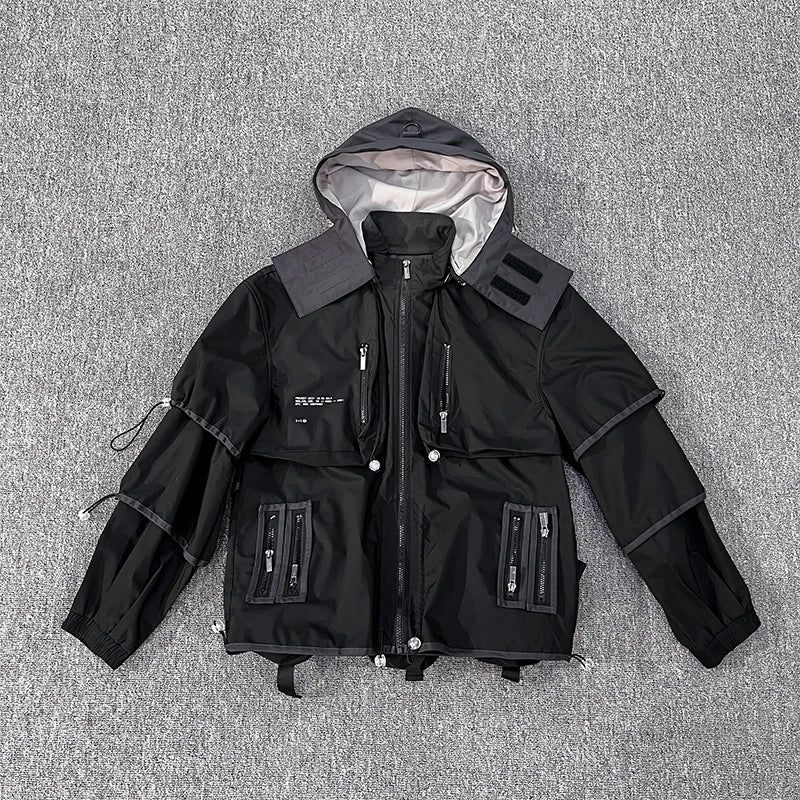 Custom Men's Oversized Hooded Zip up Jacket Ski Mountaineering Outdoor  Hooded Jacket Cyberpunk Techwear Fashion Jacket