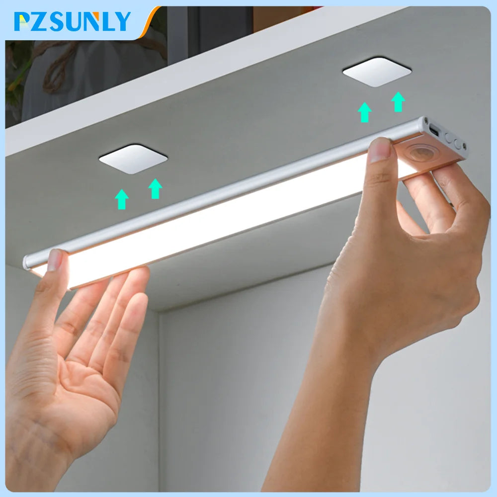 Luz LED con Sensor de movimiento, luz nocturna inalámbrica USB para debajo del gabinete, cocina, dormitorio, armario, S…