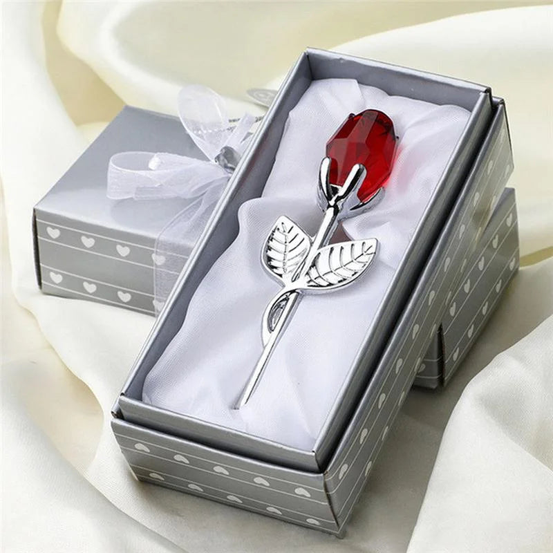 Figuras de flores rosas de cristal de 6 colores, manualidades, recuerdos del Día de San Valentín, regalo de Navidad par…