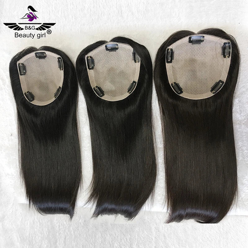 Low Price 130% Density Brazilian European Russian Top Grade Hair Pieces in Stock Thinning Hair Topper for WomenS Glue Less