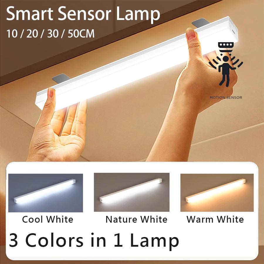 Barra de luz LED con Sensor de movimiento recargable por USB tipo C, luz nocturna de inducción portátil para cocina, me…
