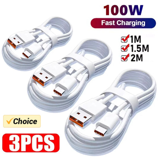 3 uds 100W 6A Cable cargador súper rápido USB tipo C Cable de datos de carga cargador rápido cargador tipo c carga rápi…