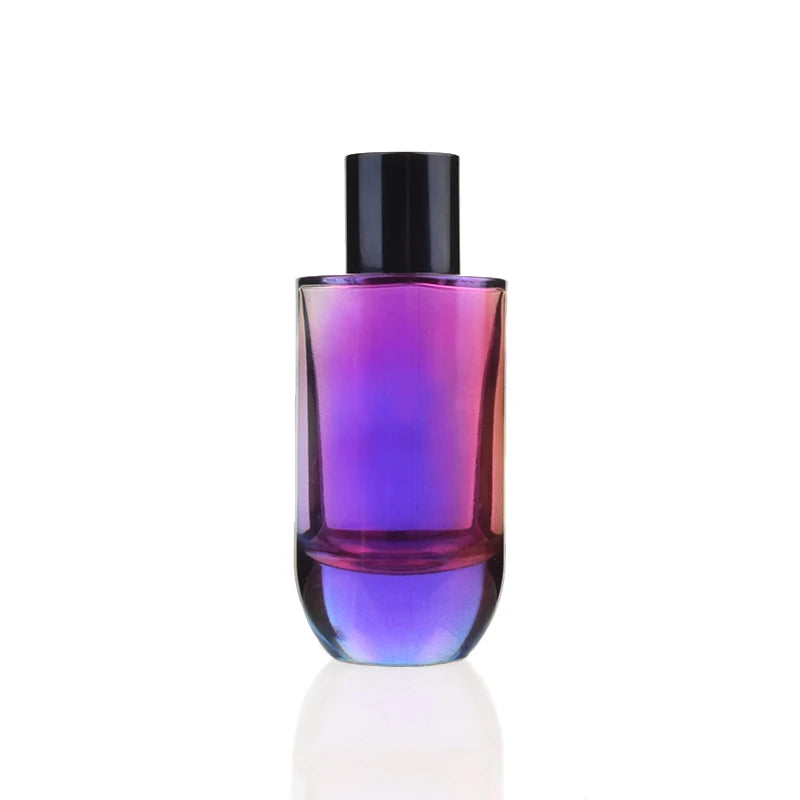Luxury Thick Bottom Phantom Color Novel Refillable 100ml Empty Glass Perfume Bottle Pump Sprayer Reed Diffuser Silk Screen