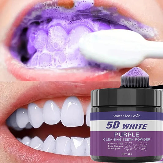 Polvo de Limpieza Dental Morado - Sin Sulfatos, Limpieza Profunda y Pulido, Blanquea los Dientes en 5 Días, Portátil pa…