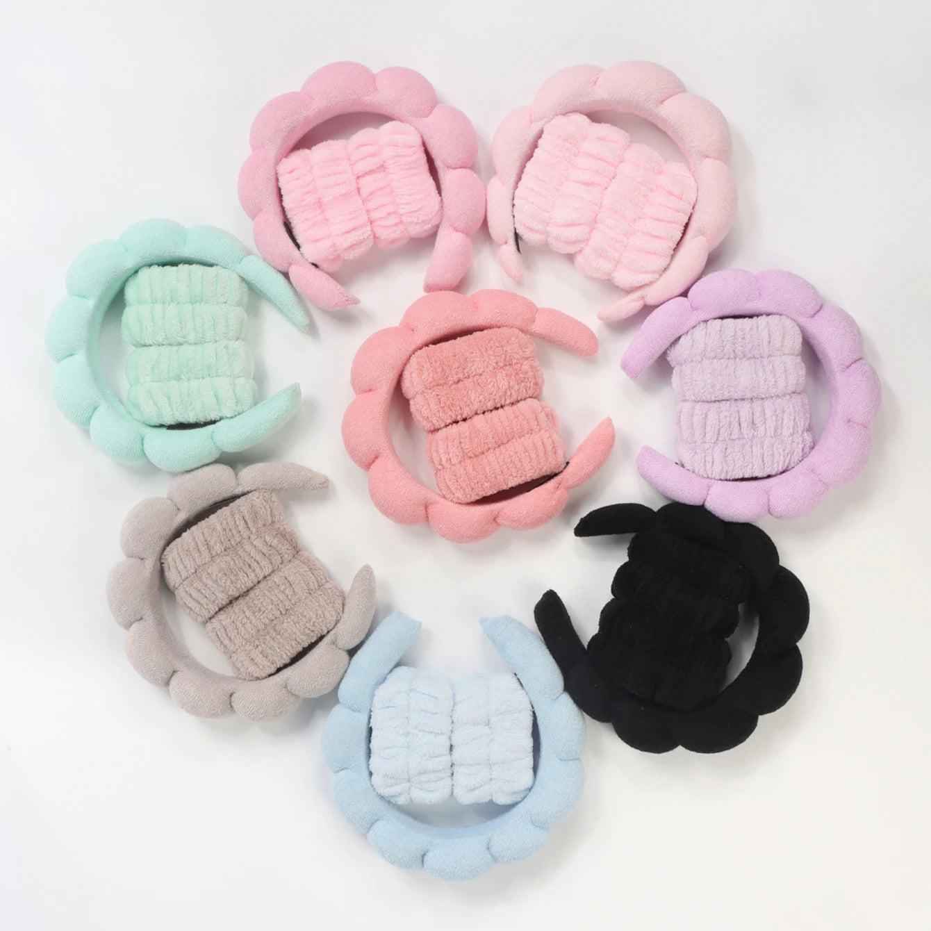 1/3 Uds. Muñequeras de microfibra para lavado, diadema hinchada, diadema de burbujas para Spa, maquillaje facial, ducha…