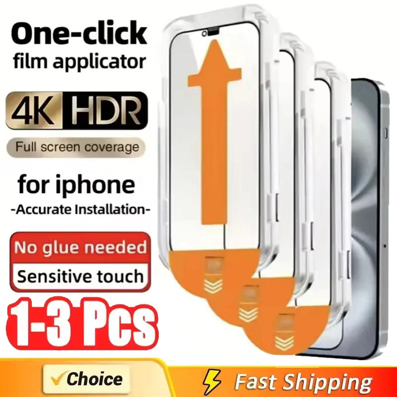 1-3 piezas 8K vidrio templado de alta gama para iPhone 15 14 13 12 11 Pro Max XS MAX 15 16 Protector de pantalla con cu…