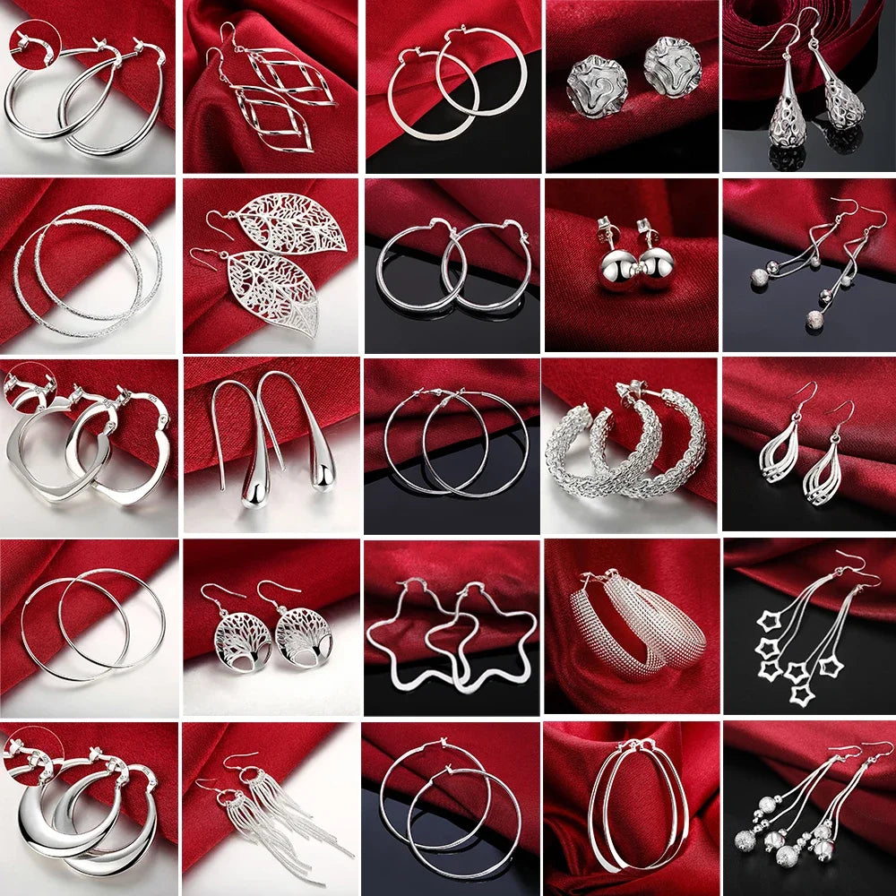 Pendientes de plata de ley 925 de alta calidad, pendientes de aro circulares simples para mujer, joyería con dijes de c…
