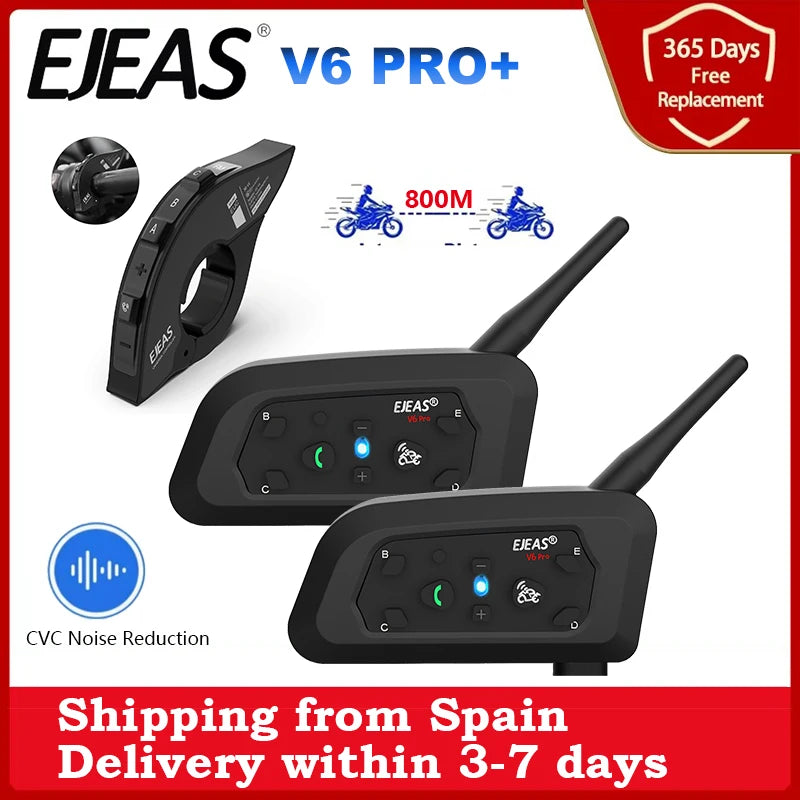 EJEAS V6 PRO + intercomunicador para casco de motocicleta auriculares Bluetooth soporte EUC CVC reducción de ruido impe…
