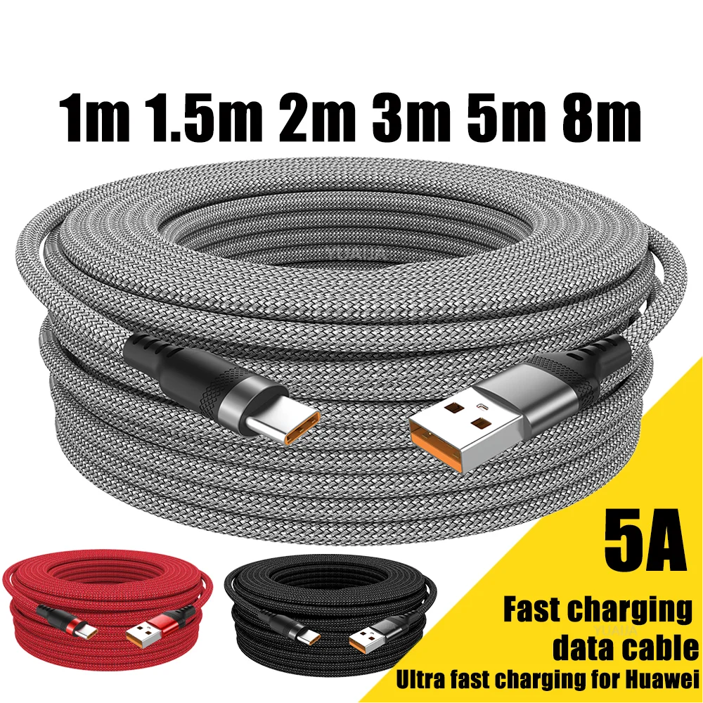 Cable USB tipo C 5A Cable de carga súper rápida para iPhone 15 16 17 gama completa Huawei Samsung oppo oneplus extensió…
