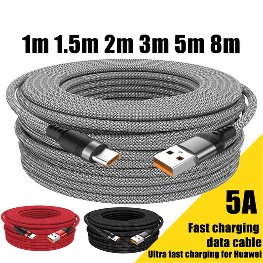 Cable USB tipo C 5A Cable de carga súper rápida para iPhone 15 16 17 gama completa Huawei Samsung oppo oneplus extensió…