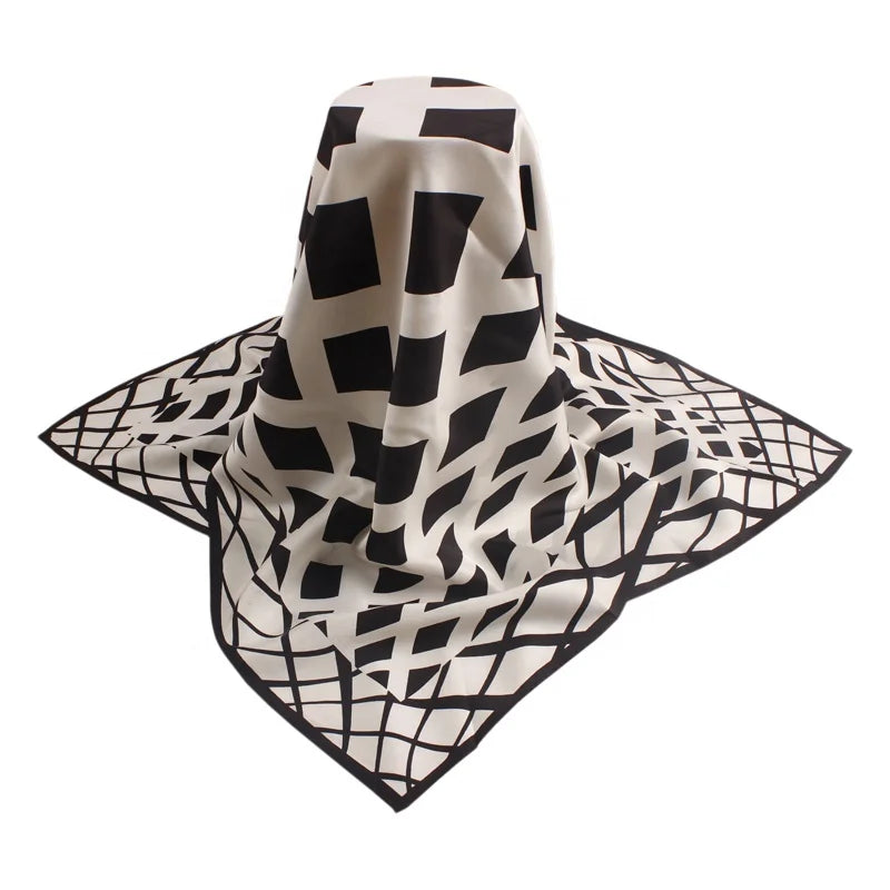 As Video Designer Scarf 100% Silk Scarfs 90x90 Black White Square Silk Scarf for Women Uk Designer