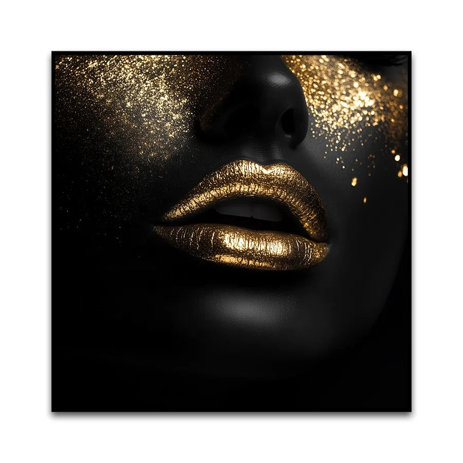 Custom Hot Selling Modern Home Golden Wall Painting Girls African Black Woman Canvas Art Prints for Hotel Projects