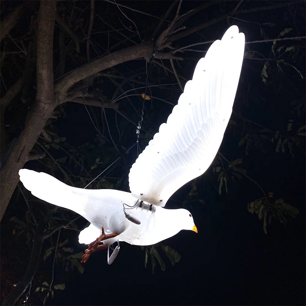 Outdoor christmas and peace day celebrations symbolize dynamic pigeon lamp bird garden lighting led decoration