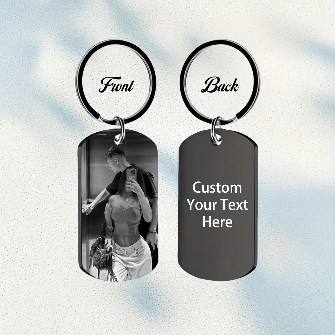 Llavero con foto personalizada para hombres, texto personalizado, etiqueta de perro, regalo para parejas familiares, no…