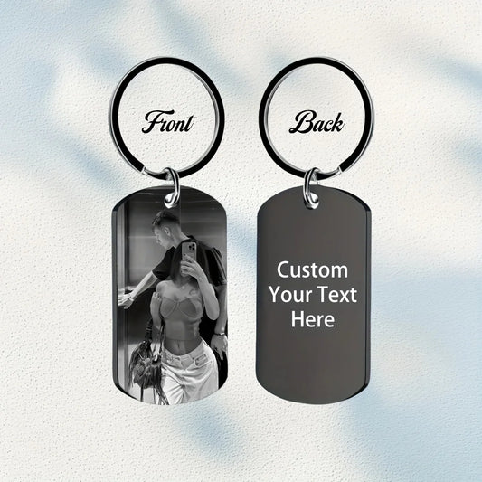 Llavero con foto personalizada para hombres, texto personalizado, etiqueta de perro, regalo para parejas familiares, no…