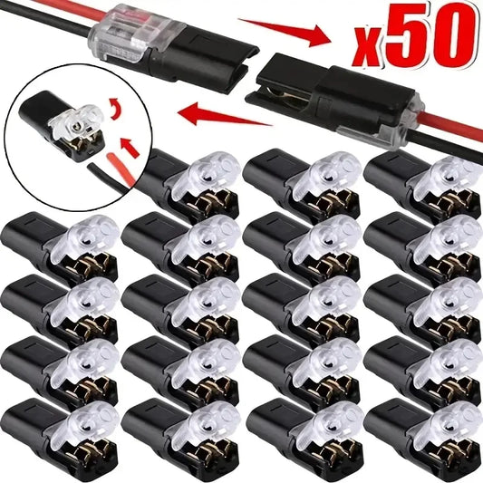 Paquete de 20/50/100 conectores de cable enchufables H2 de 2 pines, bloques de terminales de conexión rápida de cobre c…