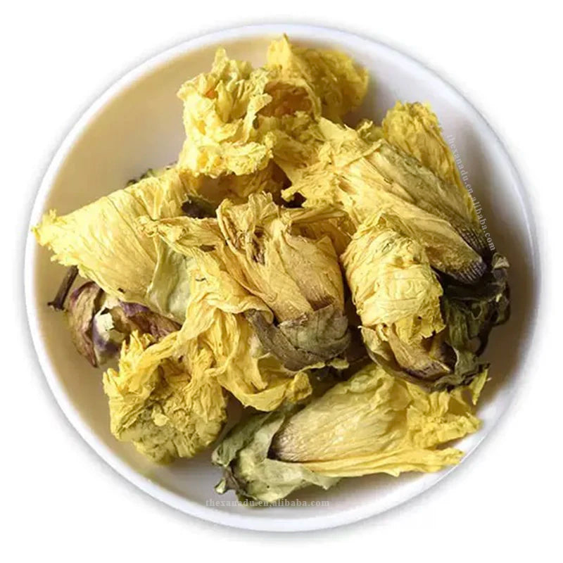 Dried Yellow Muskmallow Flowers Whole Aibika Abelmoschus Manihot Shu Kui Okra Flowers OEM Bag/Pouch/Blend