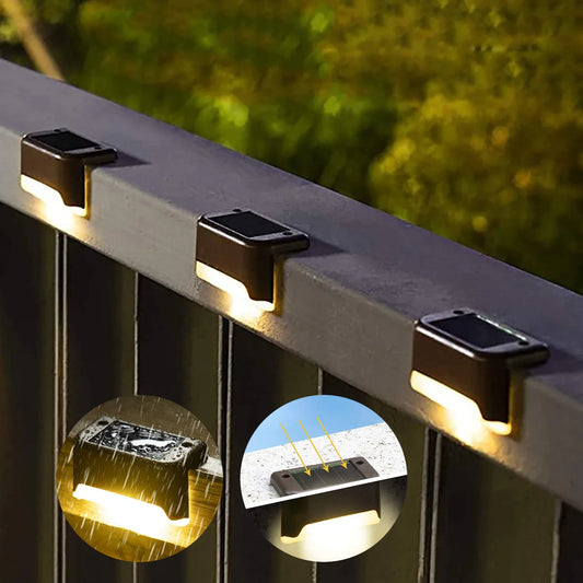 1/4/8/12/Uds luces LED solares luz de jardín al aire libre lámpara de cubierta luz Solar de escaleras lámpara de paso S…
