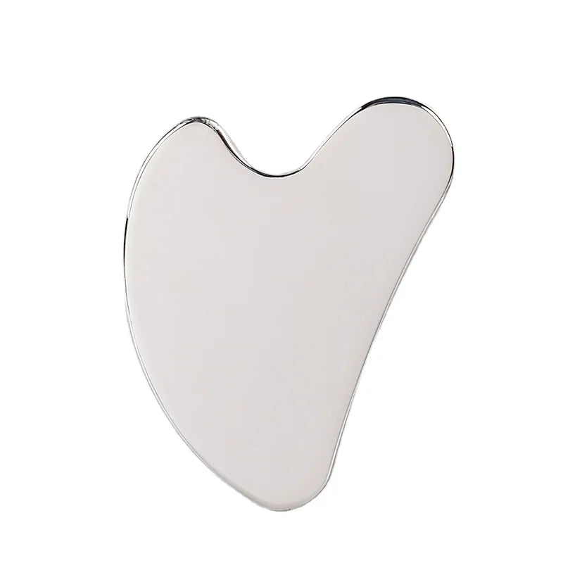 HY Custom Logo Facial Heart Shape Scraping Guasha Massage Tools Stainless Steel Metal Face Gua Sha Board