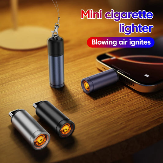 Encendedor de cigarrillos móvil tipo C, encendedor de cigarrillos soplado de aire, Mini artefacto de iluminación de cig…