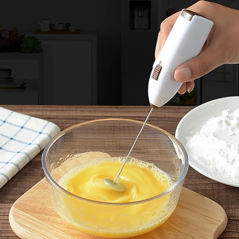 Batidor de huevos eléctrico de mano, Mini Espumador de leche con batería, mezclador de bebidas y café, Espumador de lec…