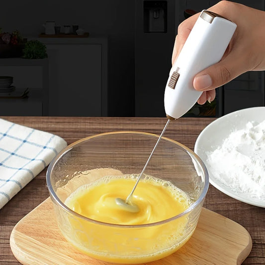 Batidor de huevos eléctrico de mano, Mini Espumador de leche con batería, mezclador de bebidas y café, Espumador de lec…