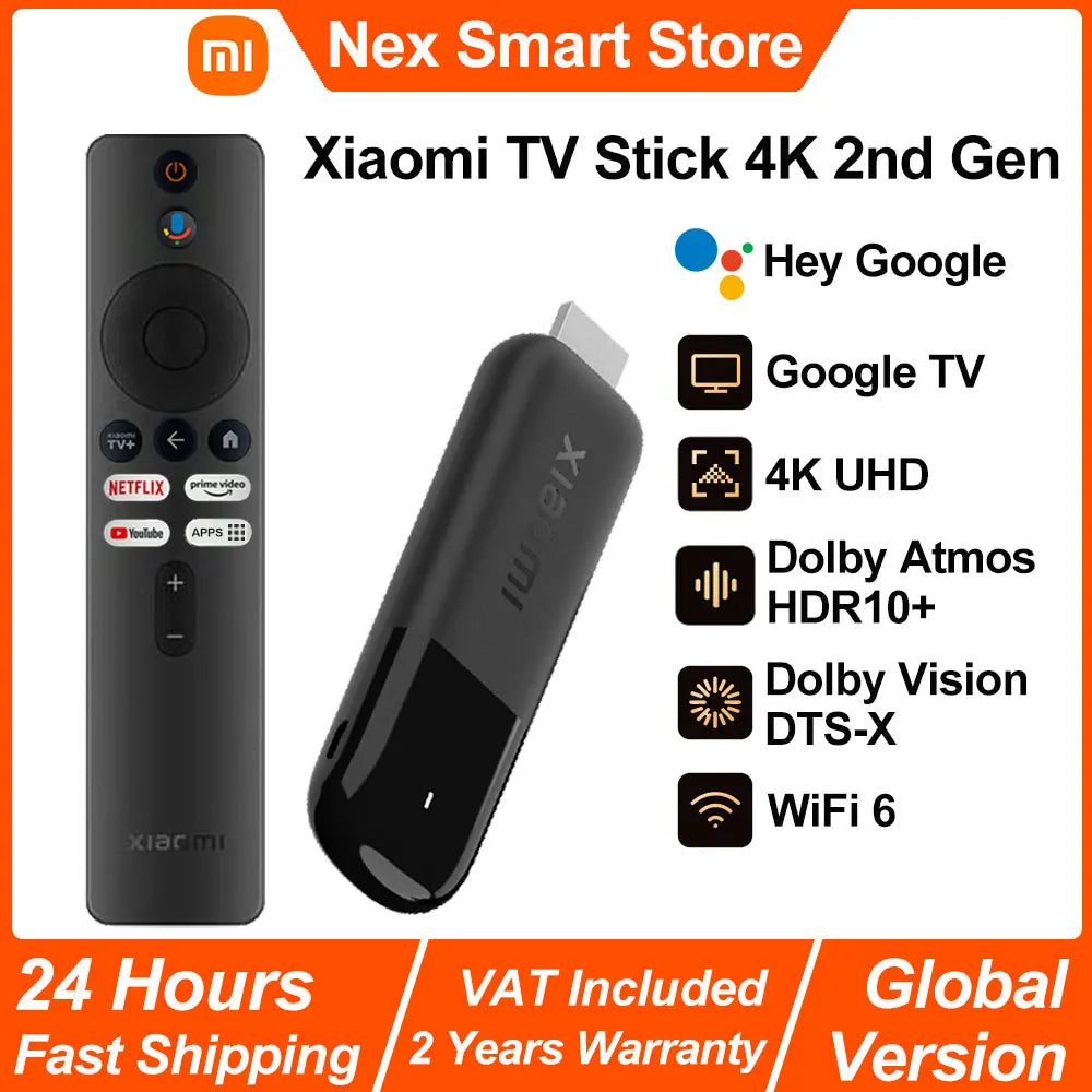 2025 Xiaomi TV Stick 4K 2nd Gen, Google TV, WiFi 6 Medios de transmisión portátiles, Netflix Google Assistant, Smart TV…