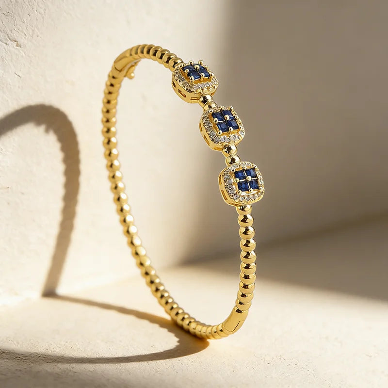 QIKU Bohemia Rhinestone Bracelet Gold Plated Copper Zirconia Bangle Jewelry Gift Women Girl Accessories Wholesale Dropshippin