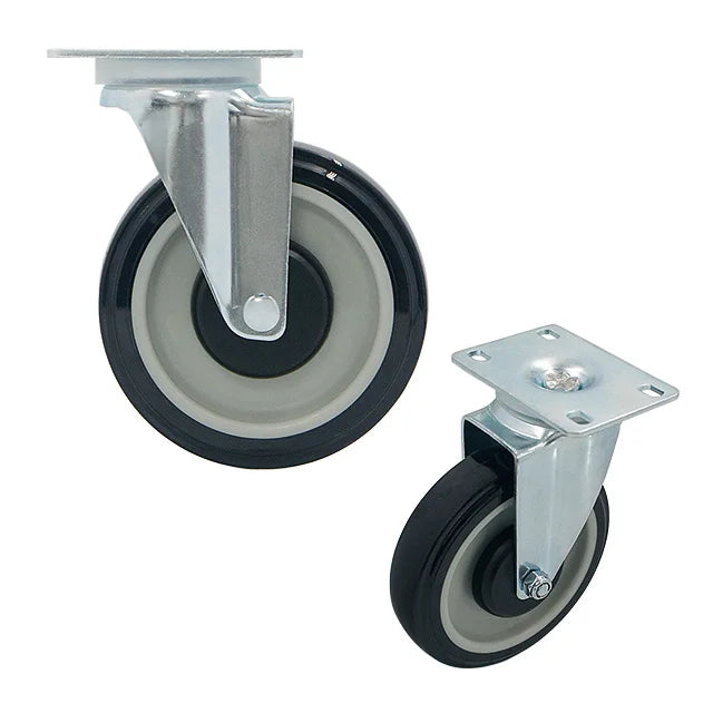 Rugged Polyurethane Swivel Casters Effortlessly Maneuver Heavy-duty Industrial Trolleys Through Tight Warehouse Aisles CWD514-BL