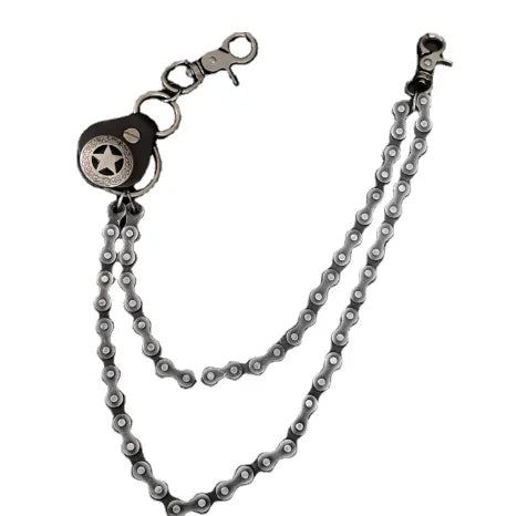 Men Trousers Metal Retro Five-pointed Star Chain Hip-hop Punk Style Pants Waist Belt Key Money Clip Chain Trendy Accessories