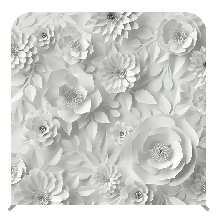 Custom Tension Fabric 8x8 White Flower Photo Booth Pillowcase Backdrop Stand Aluminum Frame Dye Sublimation Printed Easy