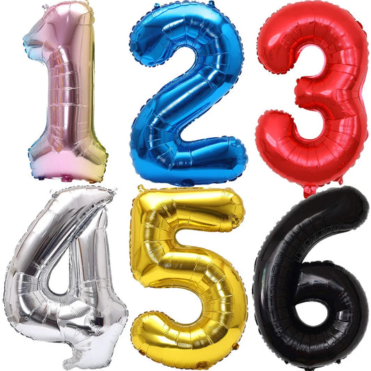 Globo de aluminio con números degradados de arcoíris de 32 pulgadas, 1-9 para decoración de fiesta de cumpleaños para n…