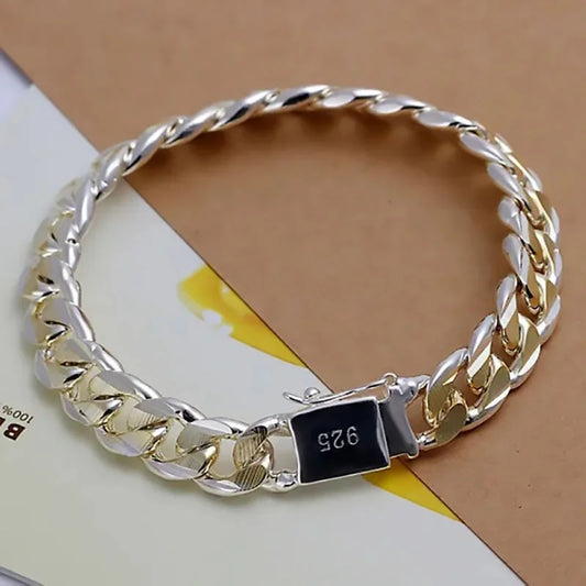 Pulsera fina de Plata de Ley 925 con cadena bonita y Noble para mujer y hombre, dijes, regalo de fiesta, joyería de mod…
