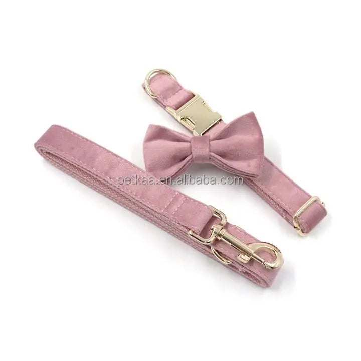In Stock Luxury Unique Champagne Velvet pink Design Breathable Comfortable Dog Custom Collar Customize Logo Popular Fashion