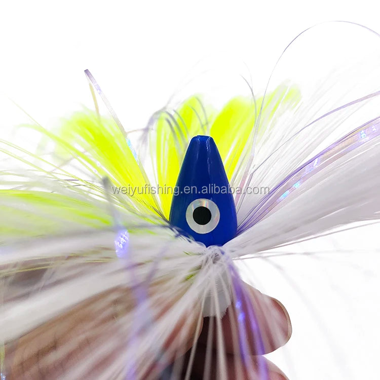 Sea Witch Trolling Lure with Lead Head Saltwater Fishing Ballyhoo Trolling Skirt for Tuna & Mackerel Big Game Target Species