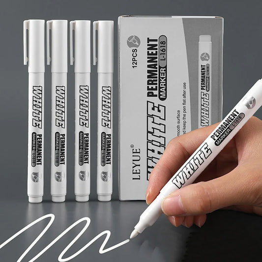 Nuevo 1/2/3 Uds marcador de Metal impermeable pluma de pintura blanca permanente arte de lavado pintura Graffiti bolígr…