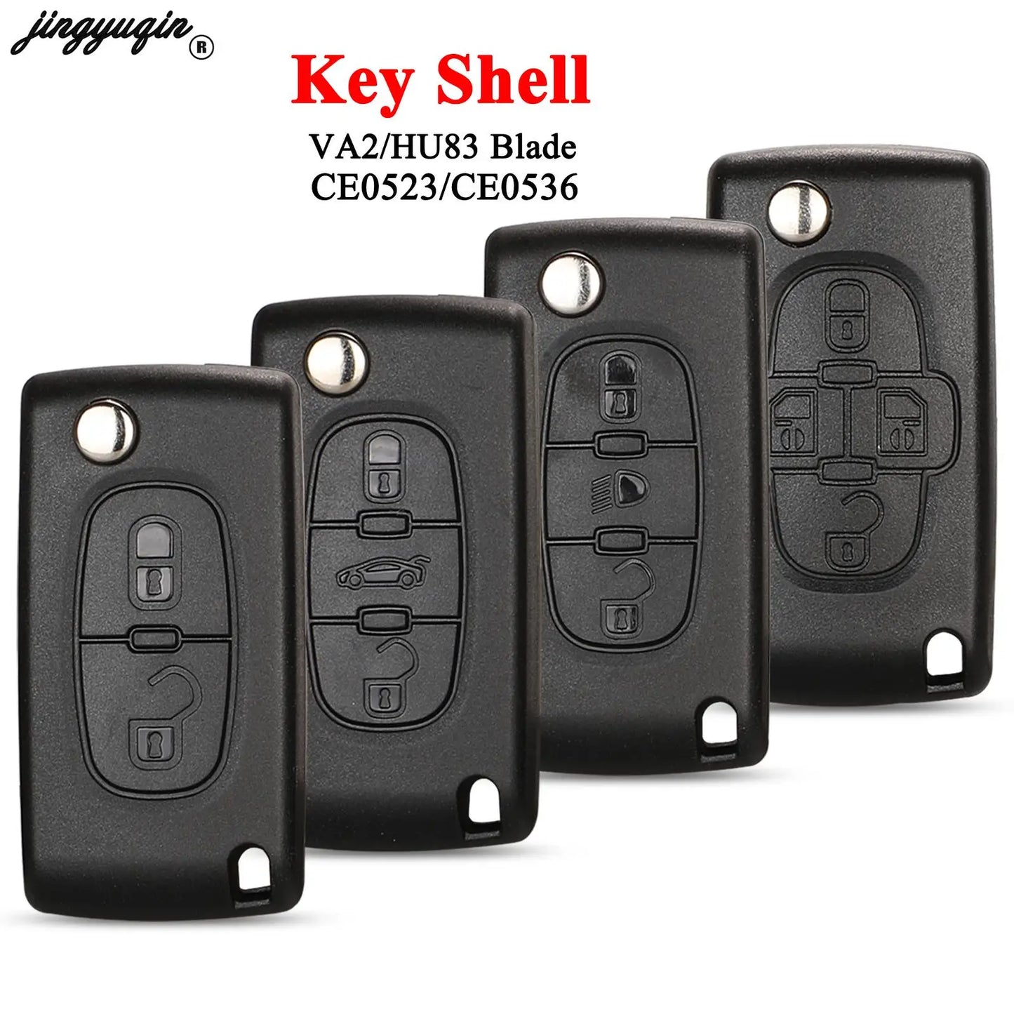 Jingyuqin - Carcasa de Llave Remota para Automóvil Peugeot 207 307 308 407 607 807 y Citroen C2 C3 C4 C5 C6, 2/3 Botone…