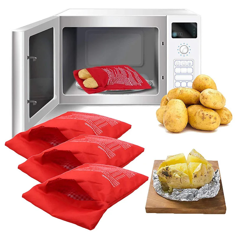 Bolsa de patatas para microondas, bolsa reutilizable para cocinar patatas en microondas exprés, cocina de patatas al ho…