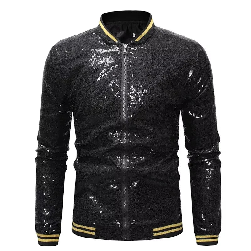 Custom Design Sequin Jacket for man Canvas Front Logo Breathable Winter Street Wear Outdoor