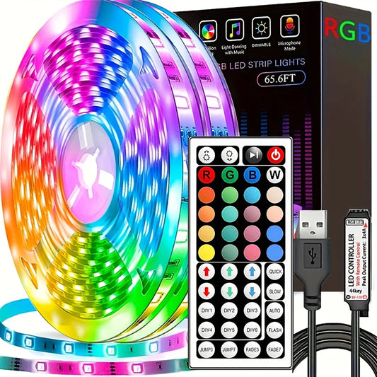 Tira de luces Led con Control remoto de 44 teclas, 1m, 5m, 10m, 20m, cinta RGB, pared Led para habitación, hogar, dormi…