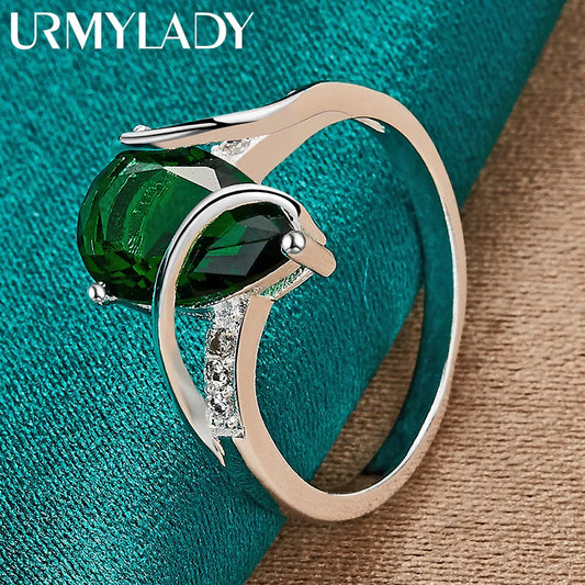 URMYLADY Plata de Ley 925 Gota de Agua Turquesa 7-10 # Anillo para mujer, joyería de moda de compromiso con dije de boda
