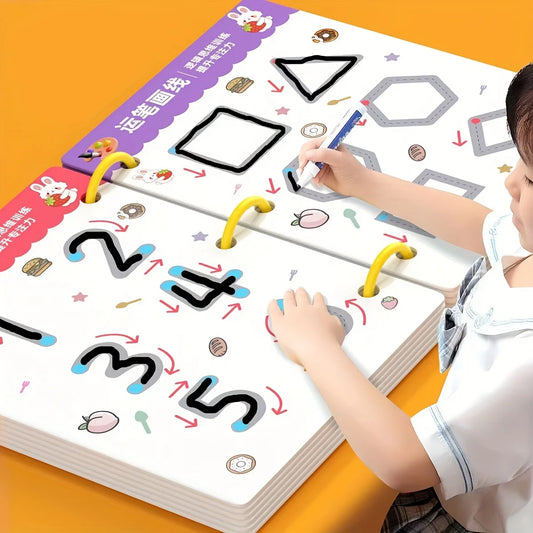 Juego de libros de trabajo reutilizables para niños de 34 páginas con bolígrafo borrable: aprendizaje temprano del desa…