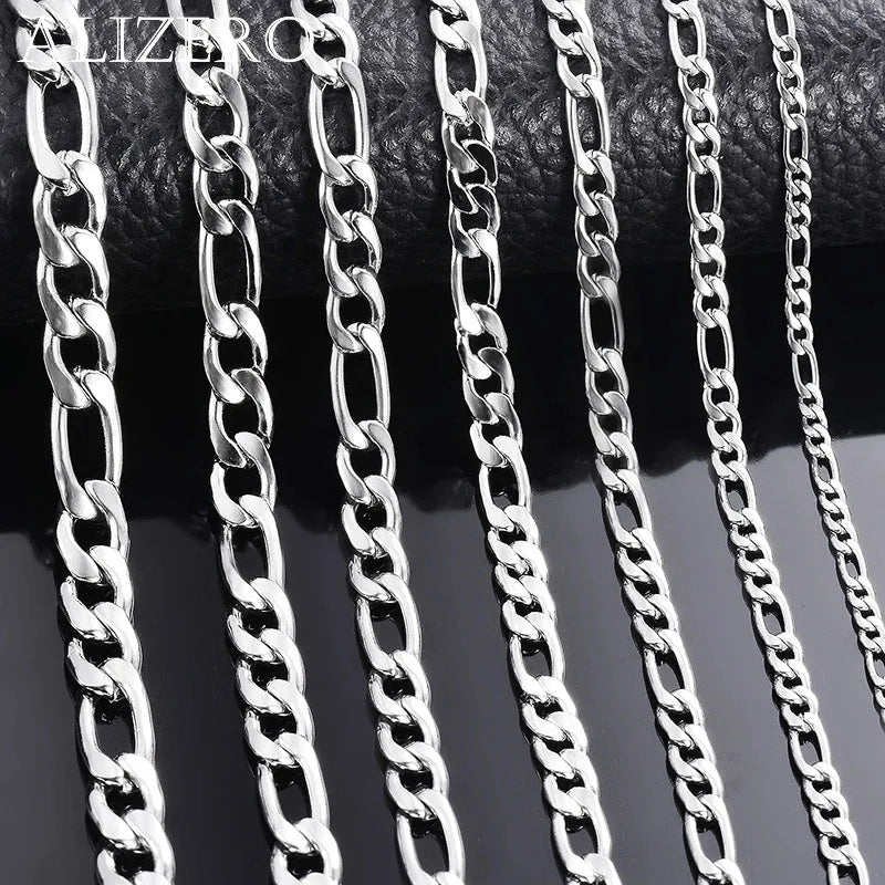 Venta al por mayor, collar de plata de ley 925, 2-12mm de ancho, 40-75cm de largo, cadena con cierre de langosta, joyer…