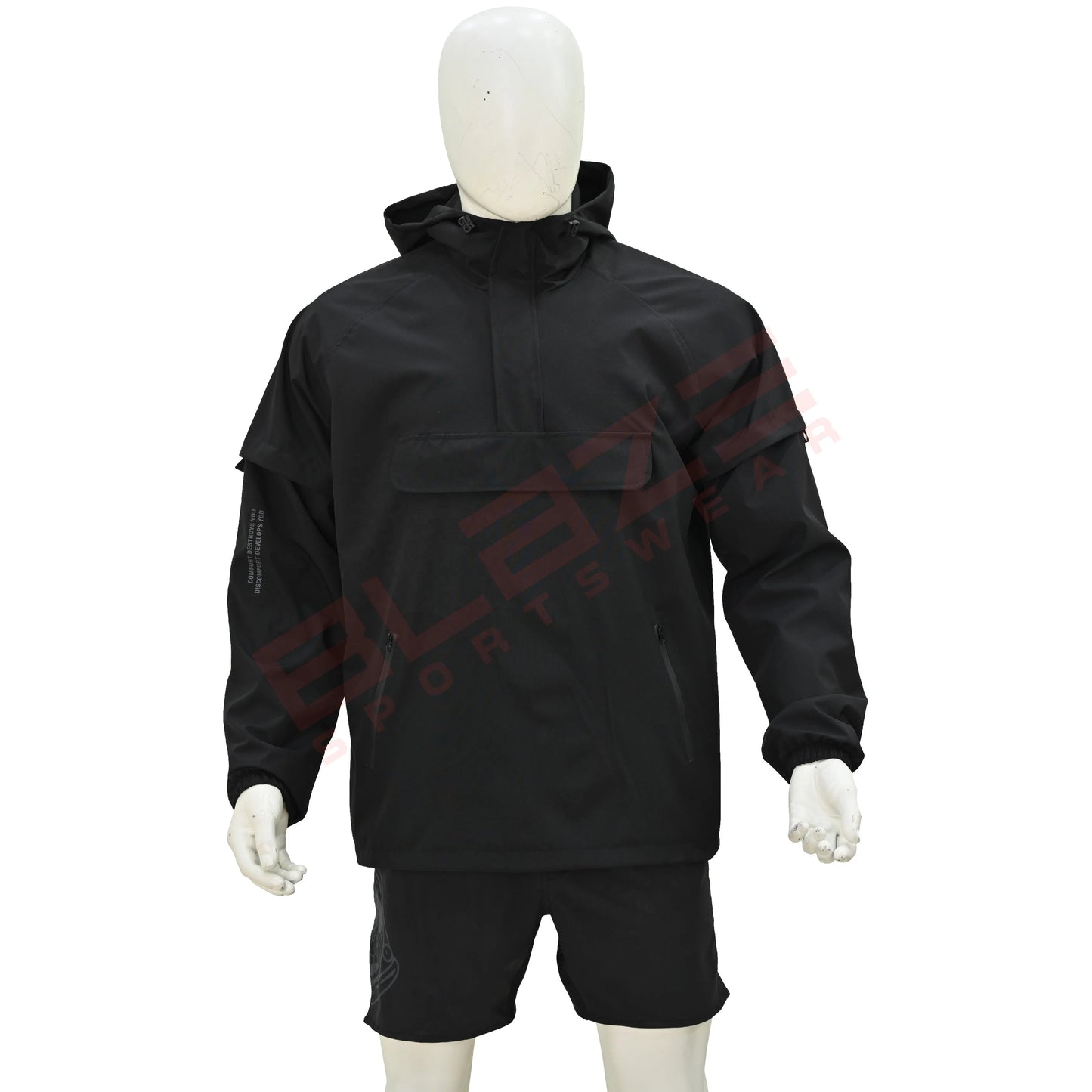 2025 Custom Two-Piece Short Jacket Set Solid Pattern Windbreaker with Zip Nylon Polyester Streetwear Tracksuit