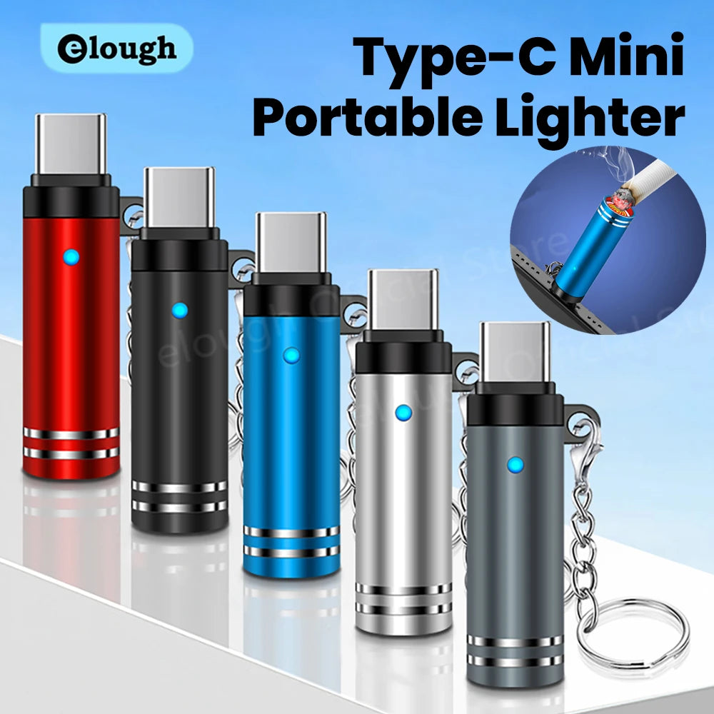 Mini encendedor de cigarrillos tipo C para teléfono móvil, encendedor de cigarrillos con soplado de aire, adaptador de…