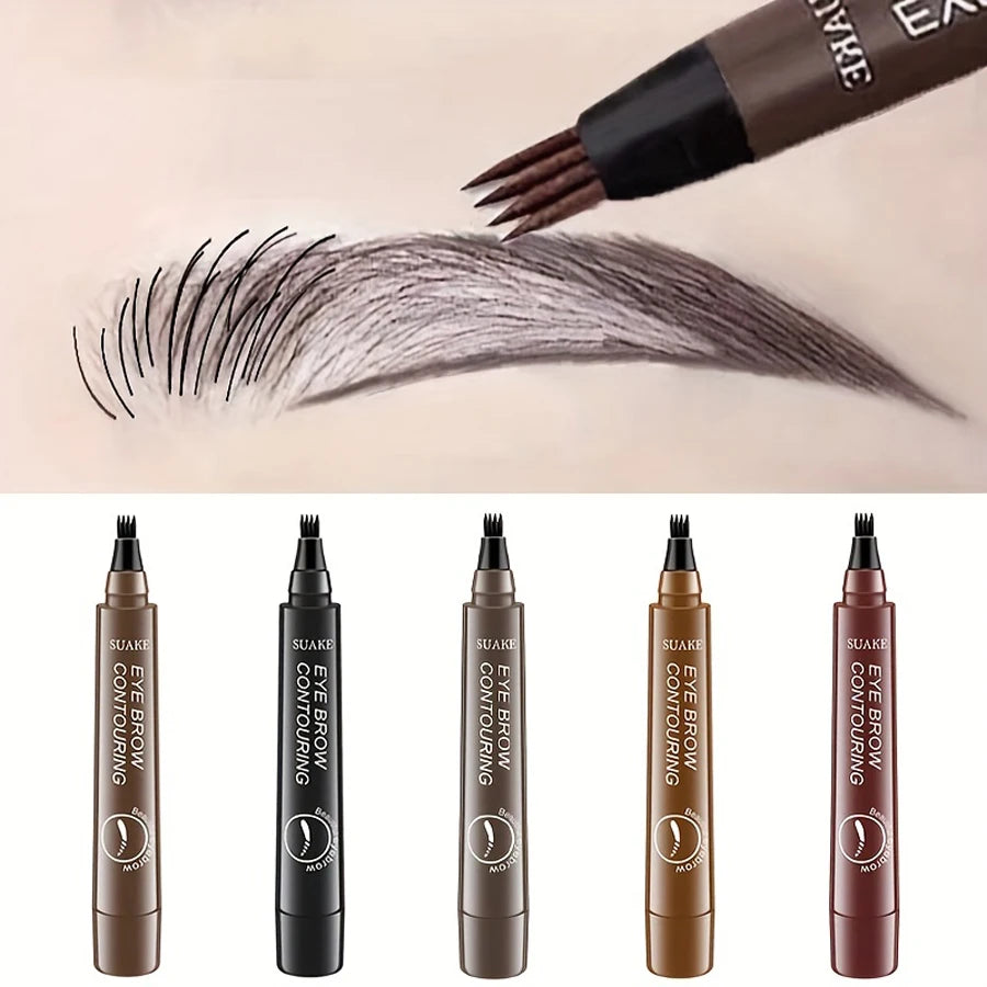 Lápiz de cejas a prueba de agua, lápiz de cejas Microblading con 4 cabezas divididas, maquillaje de aspecto Natural de…